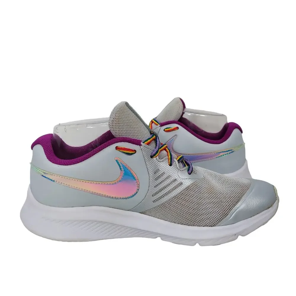 NIKE Shoes Star Runner Rainbow Laces Holographic CW3294-001 Size 5 Y or 7 Women
